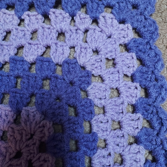 Handmade Crocheted Purple Lap Crib Blanket Throw Afghan - Picture 7 of 11
